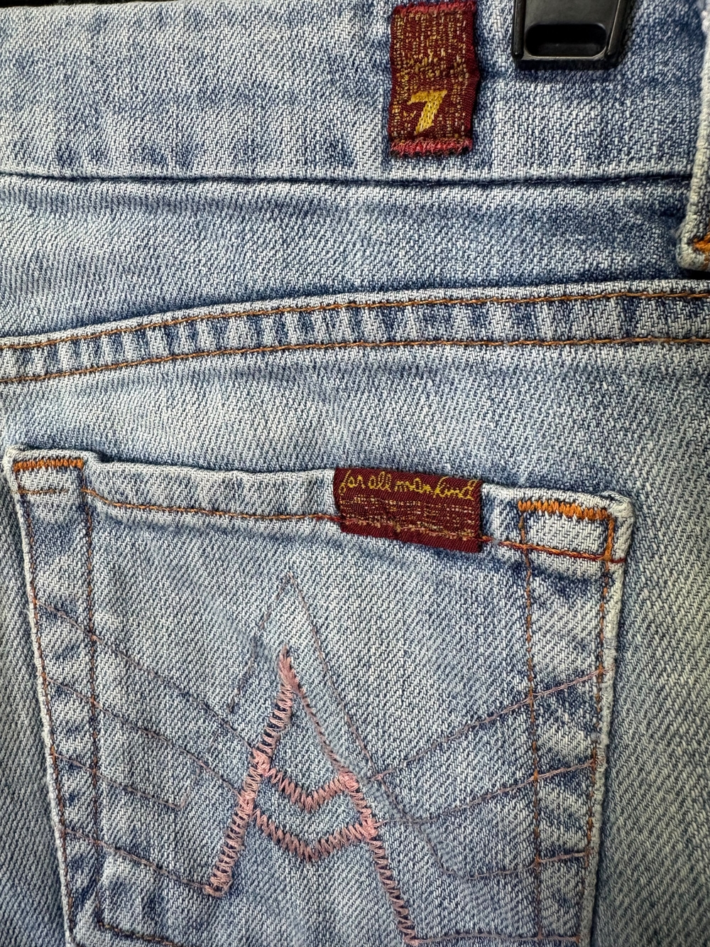 Low Rise 7 For All Mankind Light Blue Bootcut Jeans - Picture 5 of 7